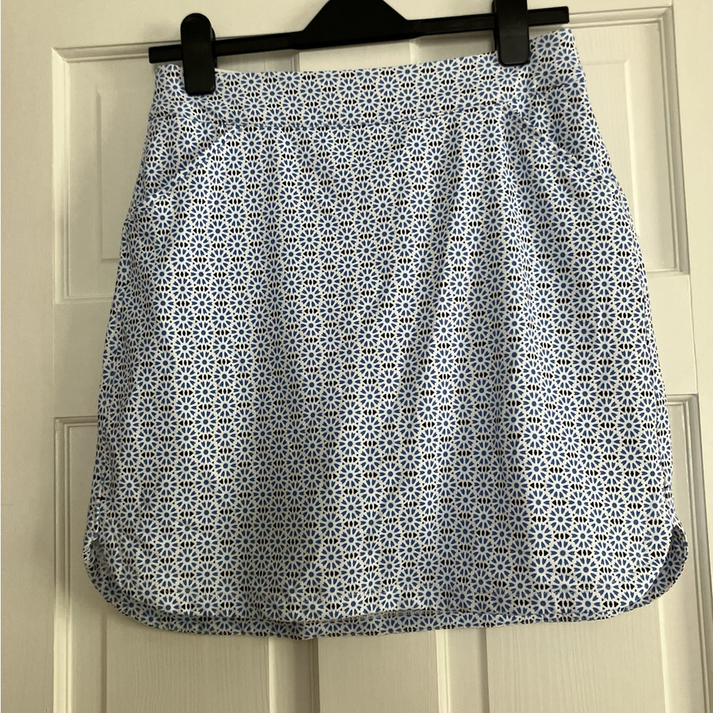 Peter Miller | Golf Skort | Alice Petal Hem Blue White Marine Mosaic Size Small